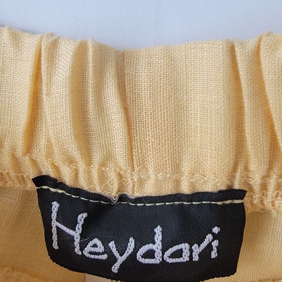 Heydari women's 100% linen pull on pants size L better yellow breathable beachy - Picture 5 of 6